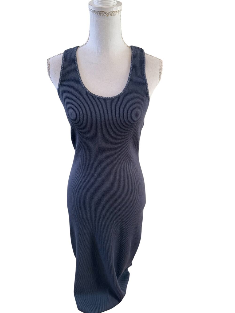 House of Harlow 1960 Ribbed Knit Maxi Tank Dress Slate Blue M